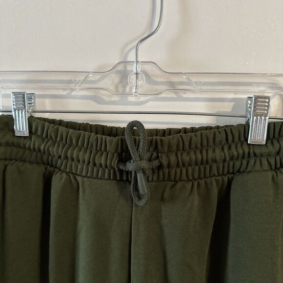 Gymshark‎ Small High Waisted Drawstring Joggers Pants Cuffed Sweatpants Olive - Picture 3 of 6